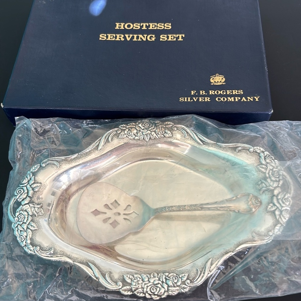 F.B. Rogers Silver Company Hostess Serving Set Dish & Spoon Set in Box